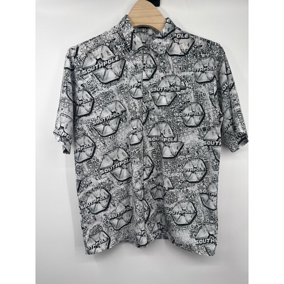 Vintage Southpole Men's XXL Button Shirt Short Sleeve button up polyester‎ - Picture 2 of 8